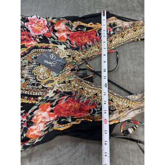 NWT Czarina Crystal Embellished Silk Blend Hi-Low Floral Maxi Dress S - Picture 11 of 16